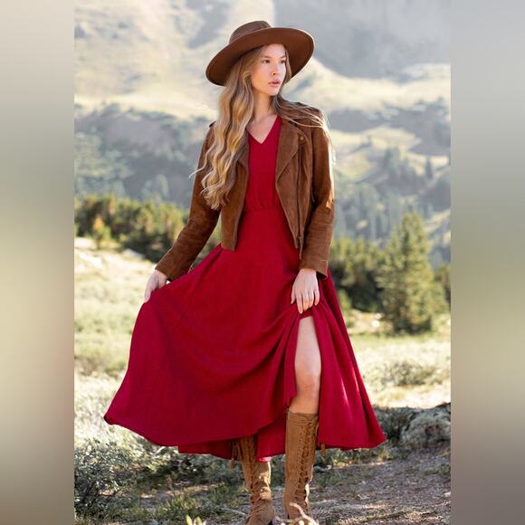 Joyfolie Dresses & Skirts - Joyfolie JESSAH DRESS IN SANGRIA midi length western boho NEW Size XS